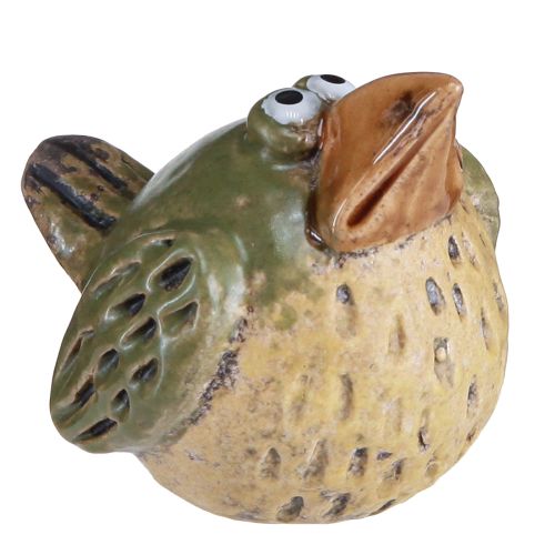 Floristik24 Grappige vogel keramiek decoratie lentegroen 9×7,5×6,5cm 3 st