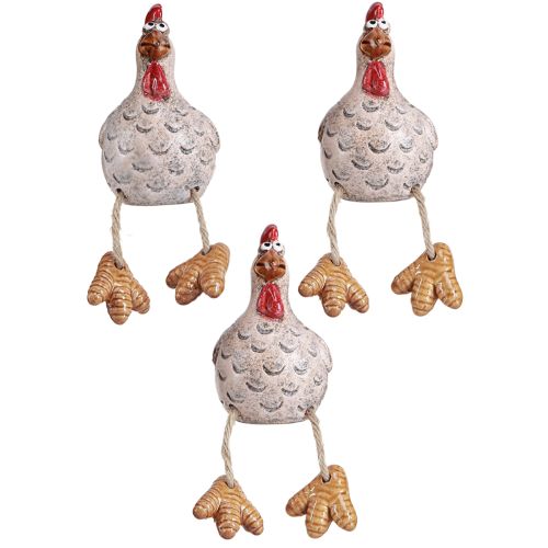 Floristik24 Grappige kip keramiek decoratie randkruk Pasen 9,5cm 3 st