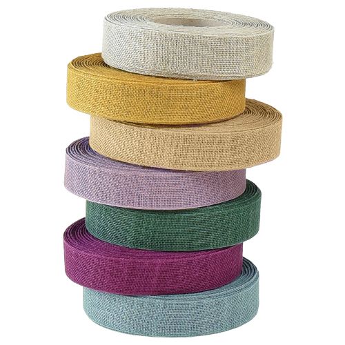 Floristik24 Decoratief lint Nature Basic linnenlint diverse kleuren 25mm 20m