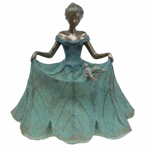 Artikel Vogelbad tuinfiguur meisje in bloemenjurk H33.5cm