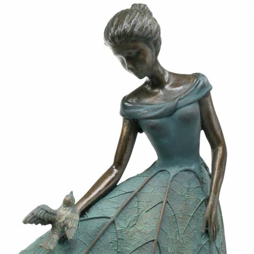 Floristik24 Tuinfiguur meisje in bloemenjurk brons/groen H52.5cm
