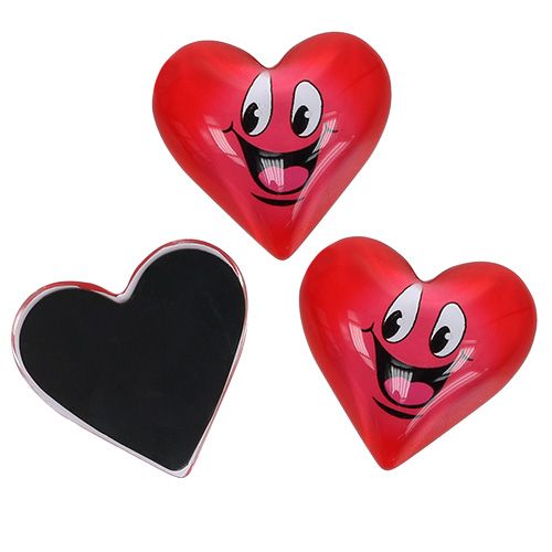 Magneet hartje emoticon rood 4cm 6st