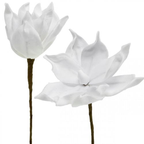 Floristik24 Magnolia kunstbloem wit op een stokje Ø10cm Foam 6st
