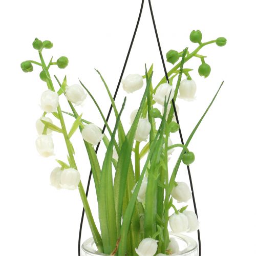 Floristik24 Lelietje-van-dalen in een glas om op te hangen H22cm
