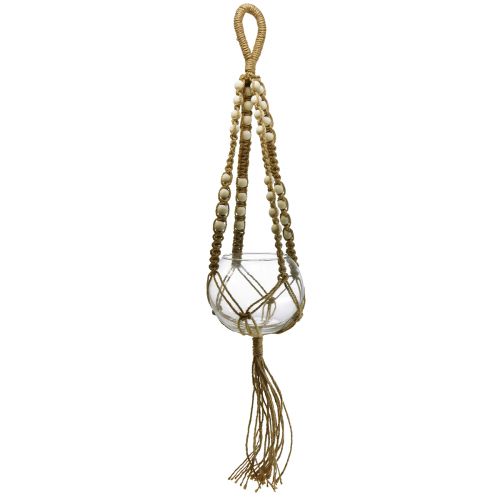 Floristik24 Macramé hangende mand glazen vaas rond hangende decoratie Ø13cm H75cm