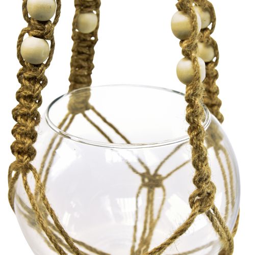 Floristik24 Macramé hangende mand glazen vaas rond hangende decoratie Ø13cm H75cm