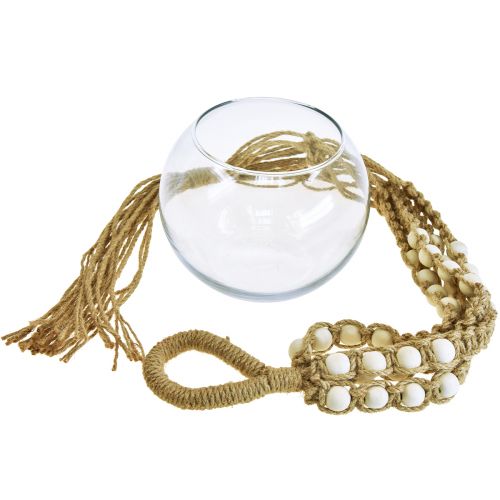 Floristik24 Macramé hangende mand glazen vaas rond hangende decoratie Ø13cm H75cm