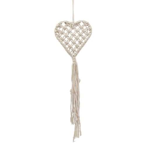 Floristik24 Macramé decoratieve hanger decoratieve hanger hart 17×65cm