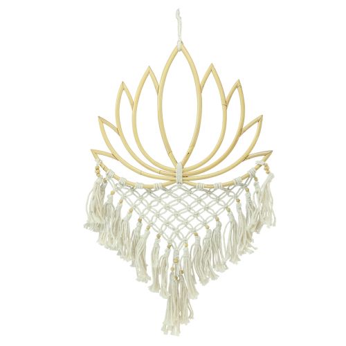 Artikel Macrame wanddecoratie lotusdecoratie bamboe naturel crème 70cm