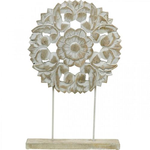 Floristik24 Bloemenmandala, houten decoratie om neer te zetten, zomerdecoratie, tafeldecoratie shabby chic naturel, wit H54.5cm Ø34cm