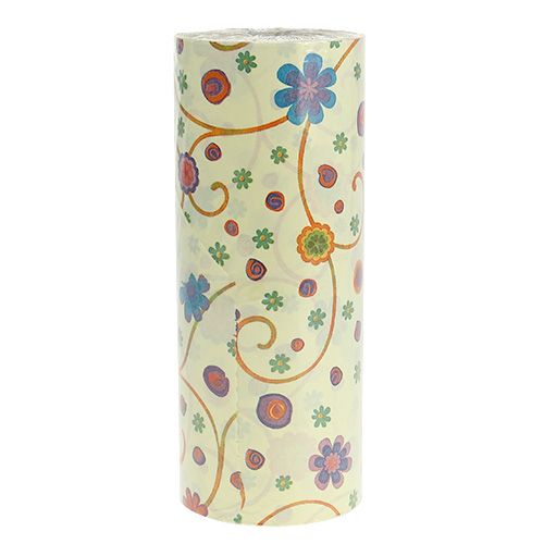 Floristik24 Manchetpapier 25cm 100m crème met bloemen