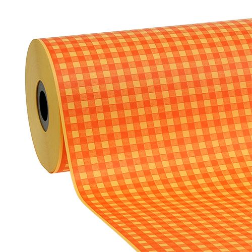 Floristik24 Manchetpapier 37,5cm Lichtoranje Ruit 100m