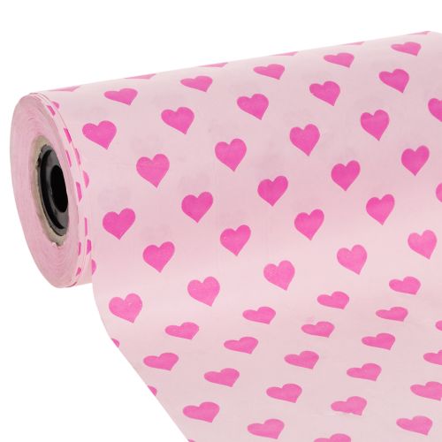 Manchetpapier met hartmotief, roze, 25 cm, 100 m kopen | Floristik24.nl