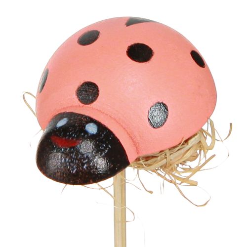 Artikel Lieveheersbeestje decoratieve bloempluggen houtkleurig 3,5cm 24 st