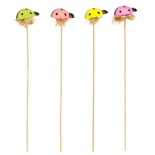 Artikel Lieveheersbeestje decoratieve bloempluggen houtkleurig 3,5cm 24 st