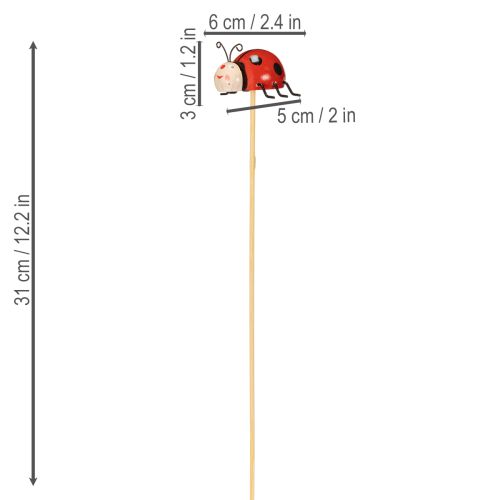 Artikel Tuinstekers in de vorm van lieveheersbeestjes, decoratie voor de lente en zomer, bloemversiering, 31 cm, 4 stuks