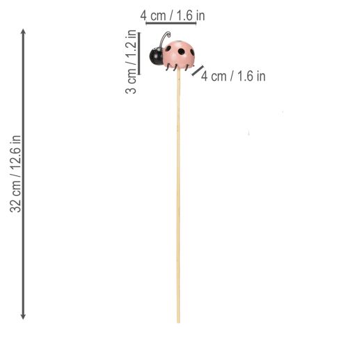 Artikel Decoratieve lieveheersbeestjesfiguurtjes voor bloempotten en bloemstukken voor de lente, 32 cm, 16 stuks