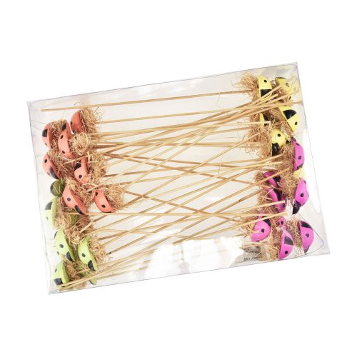 Artikel Lieveheersbeestje decoratieve bloempluggen hout 2,5x3,5x2cm 32st