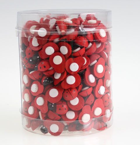 Floristik24 Decoratief lieveheersbeestje om te lijmen 1-2,5cm rood 255st
