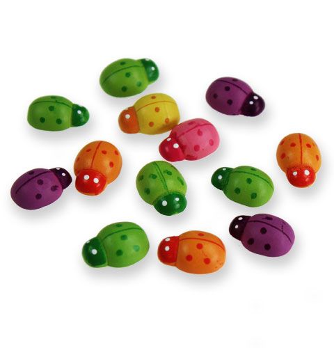 Floristik24 Houten lieveheersbeestjes om te lijmen 2cm diverse kleuren. 220 stuks