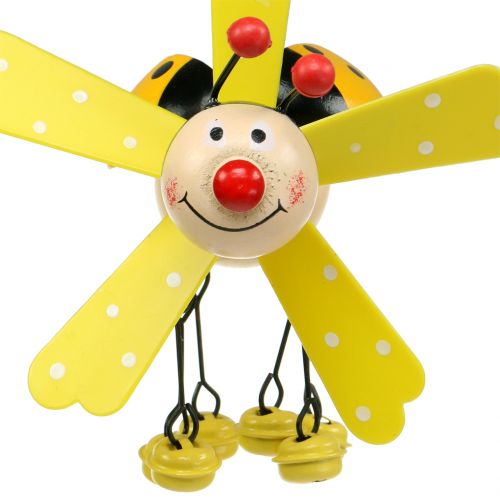 Floristik24 Windgong Lieveheersbeestje Hout Geel 12cm