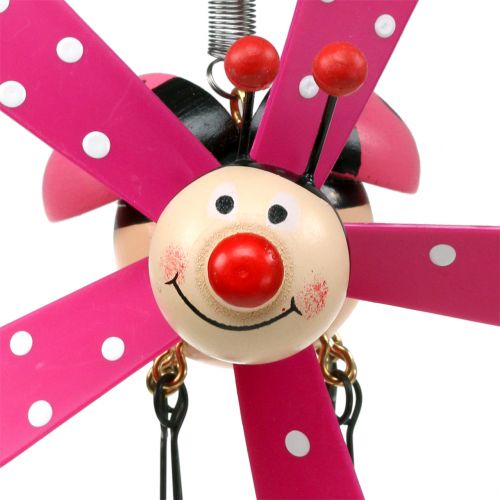 Floristik24 Windgong Lieveheersbeestje Hout Roze 12cm