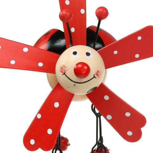 Floristik24 Windgong lieveheersbeestje hout rood 12cm
