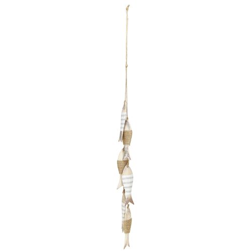 Artikel Maritieme decoratiehanger met 6 houten vissen om op te hangen 88cm