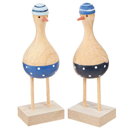 Artikel Maritieme decoratieve meeuwen van hout blauw donkerblauw H14cm 6 st