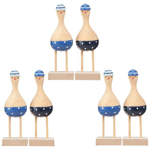 Artikel Maritieme decoratieve meeuwen van hout blauw donkerblauw H14cm 6 st
