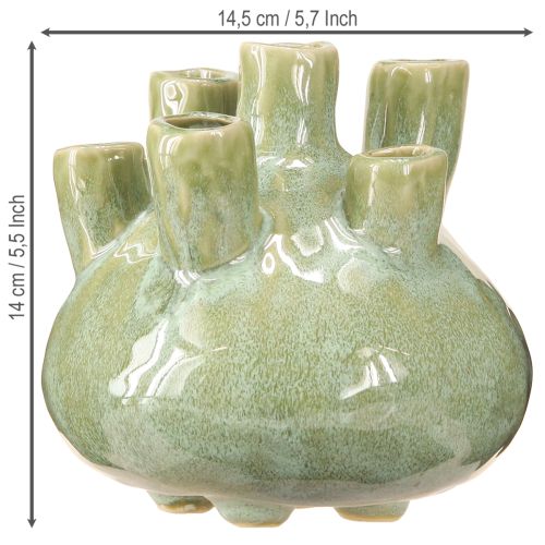 Artikel Maritieme Decoratie Vaas Koraal Design Lichtgroen Ø14.5cm H14cm