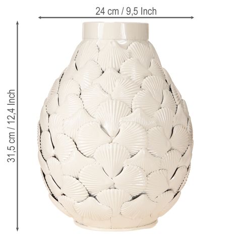 Artikel Maritieme Decoratie Vaas Metalen Vaas Schelpen Grijs Wit Ø24cm H31.5cm