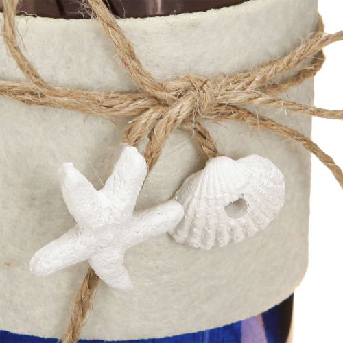 Artikel Maritieme flesvazen met vilt blauw groen wit 12,5cm 3 stuks