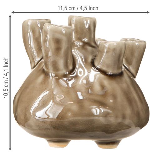 Artikel Maritieme Keramiek Vaas Koraal Look Bruin Ø11.5cm H10cm