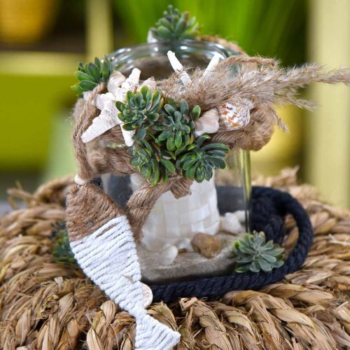 Floristik24 Maritieme decoratieslinger jute 6 vissen met zeester 120cm