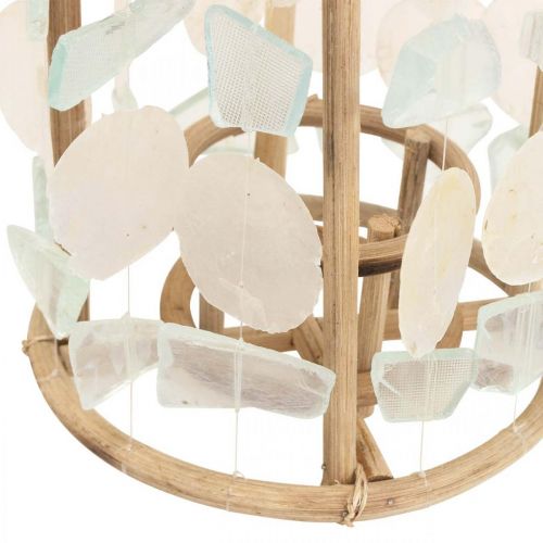 Floristik24 Maritieme decoratie lantaarn Capiz hout glas naturel Ø17,5cm H34cm