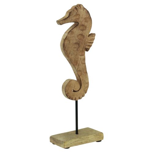 Artikel Maritieme decoratie zeepaardje op standaard naturel mangohout 29,5cm