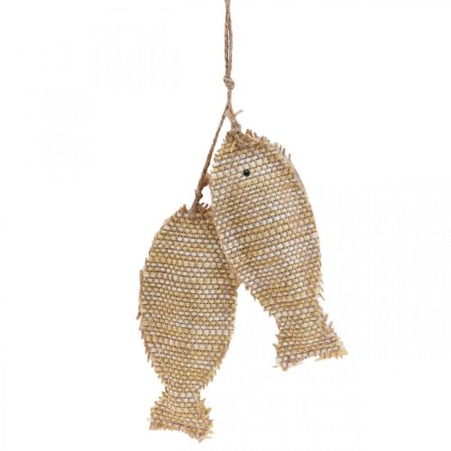 Maritieme hangdecoratie hanger deco vis om op te hangen H32cm