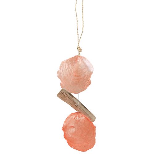 Artikel Maritieme decoratiehanger Capiz schelpen drijfhout oranje naturel 35cm