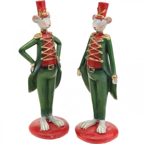 Floristik24 Kerstmuis decoratief figuur muis in uniform 6 × 4,5 × H14.5cm 2st