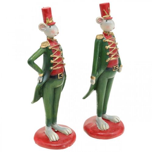 Floristik24 Kerstmuis decoratief figuur muis in uniform 6 × 4,5 × H14.5cm 2st