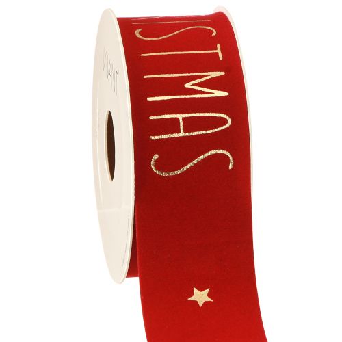 Vrolijk kerstversieringslint rood goud B40mm L5m