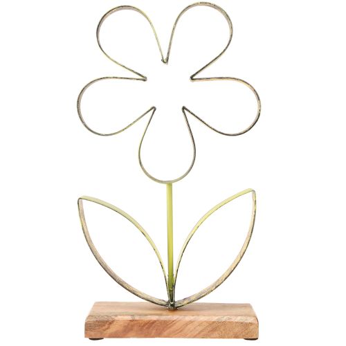 Floristik24 Metalen bloemendecoratiestandaard lentegroen goud H35cm
