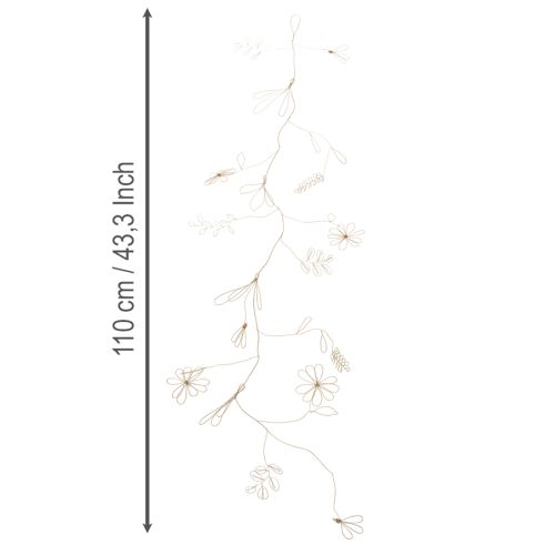 Artikel Metalen bloemenkrans, gemaakt van draad, geschikt voor een bloemenkrans, zomerdecoratie, wanddecoratie, goudkleurig, 110 cm