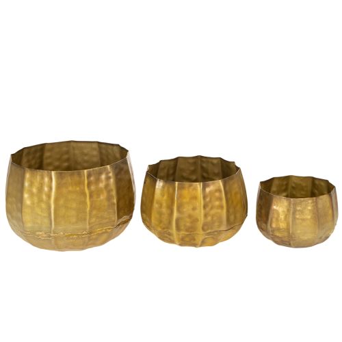 Artikel Decoratieve metalen bloempot, messing, Ø22/18/14 cm, set van 3