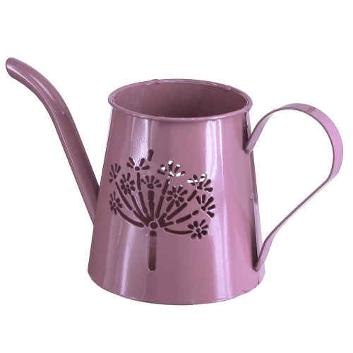 Artikel Metalen decoratieve gieter met paardenbloem roze H12cm 2st