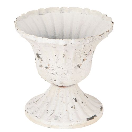 Metalen decoratieve beker klein Shabby Chic wit Ø8,5cm H8cm 2st