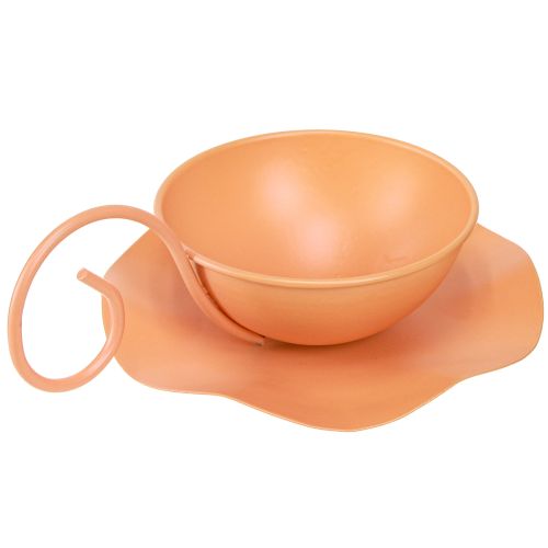 Artikel Metalen sierkop oranje Ø11,5cm H6cm met schotel 2 stuks