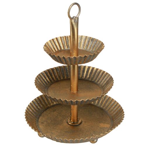 Floristik24 Metalen etagere 3-laags goud antiek vintage Ø17cm H23cm