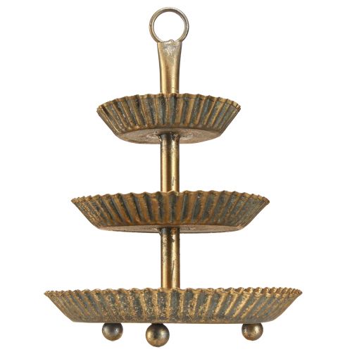 Floristik24 Metalen etagere 3-laags goud antiek vintage Ø17cm H23cm